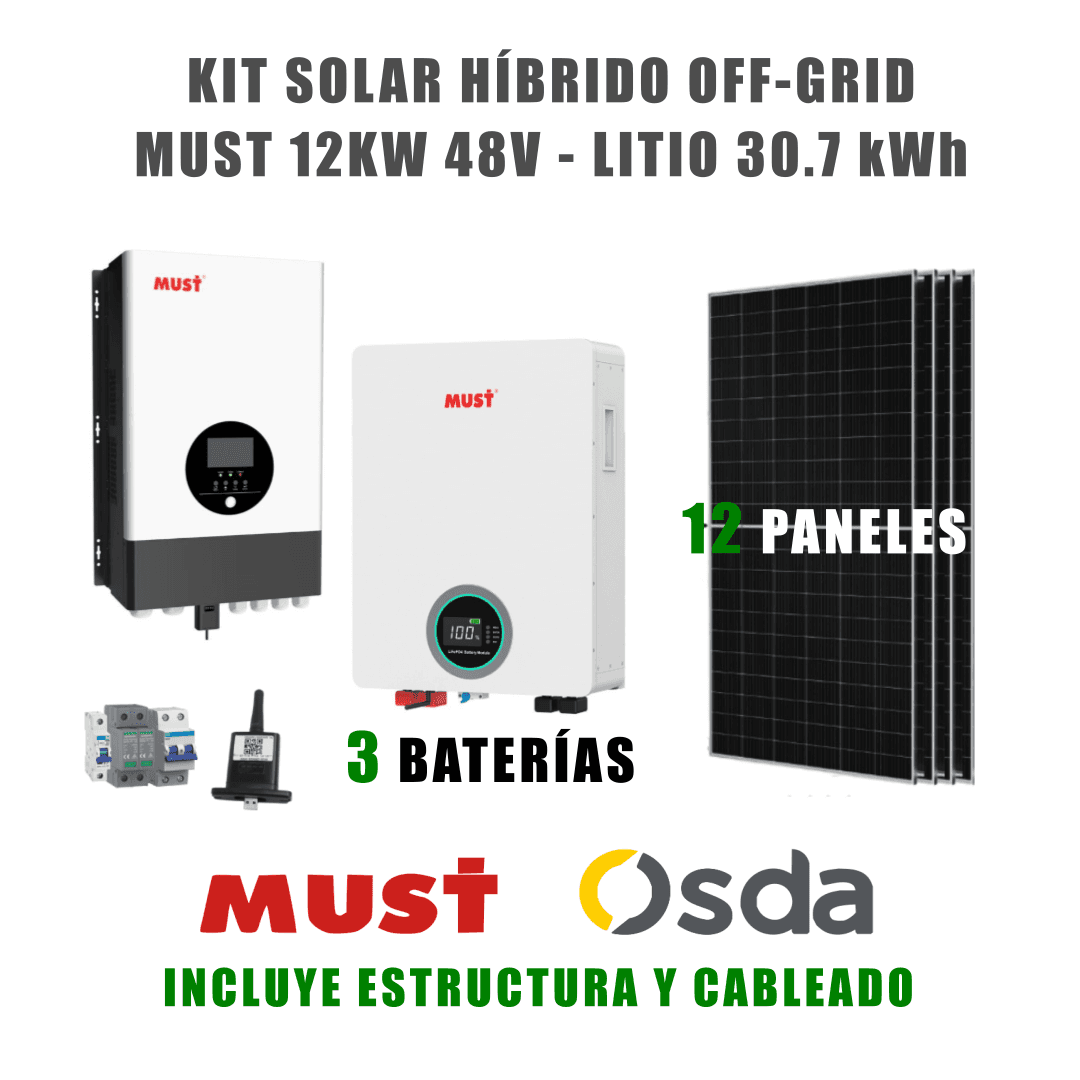 🔆 KIT SOLAR HÍBRIDO OFF-GRID 12 kW